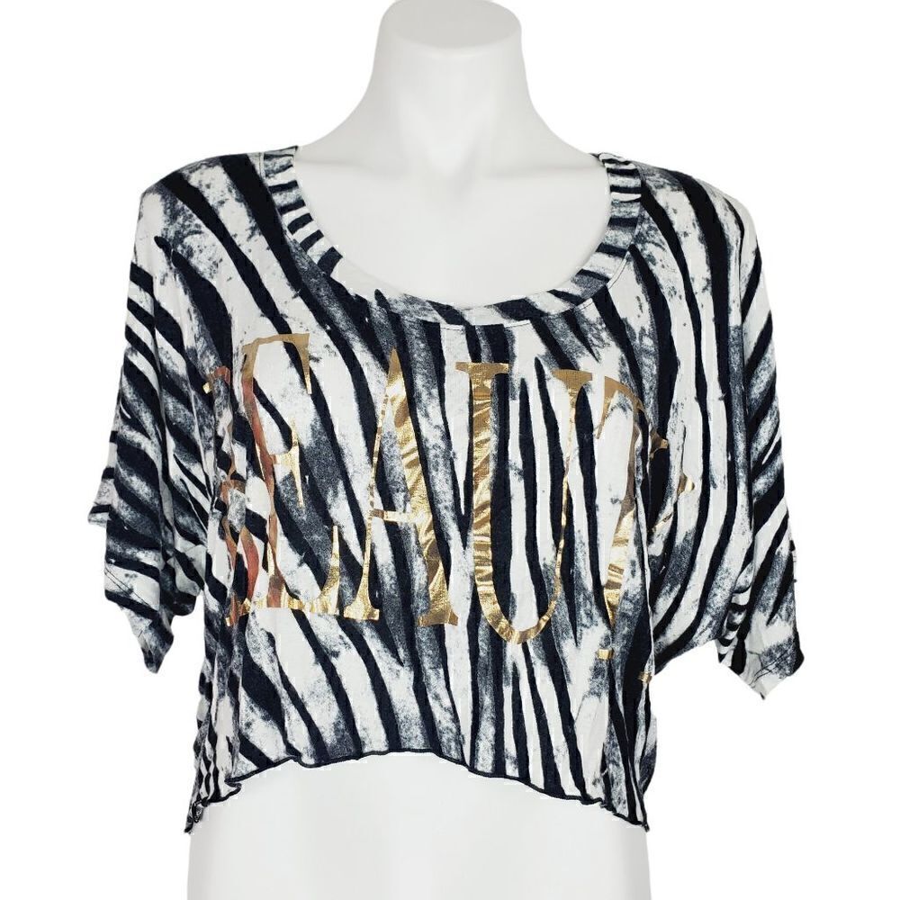 A'Gaci gold Beauty zebra print crop top Size medium‎